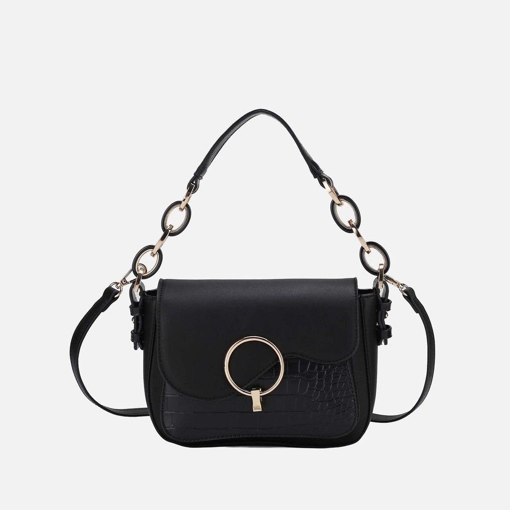 Mia K Collection Fanta Croc Shoulder Bag Wine Vegan Leather Handbag MK-2016WN